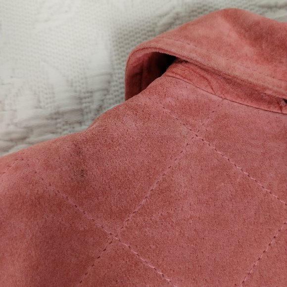 Jerry Lewis 100% Genuine Leathar Jacket Women's Quilted Pink Suede Sz Med - Picture 8 of 16